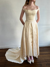 90s Alex Perry Duchess Silk Satin Corset Dress