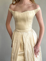 90s Alex Perry Duchess Silk Satin Corset Dress