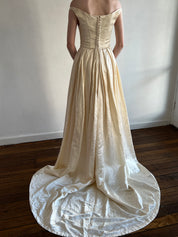 90s Alex Perry Duchess Silk Satin Corset Dress
