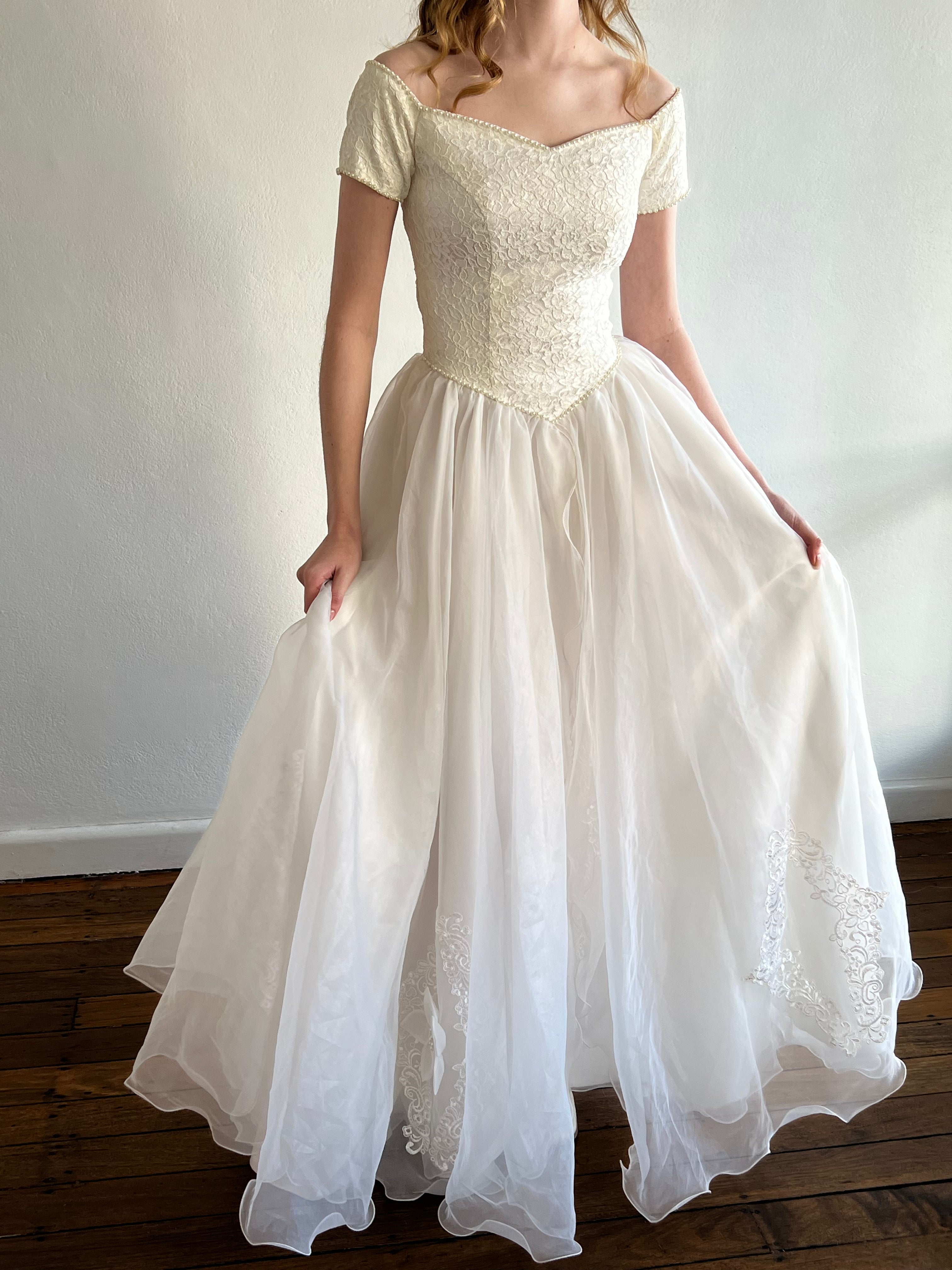 90s Lace Bodice Organza Skirt dress