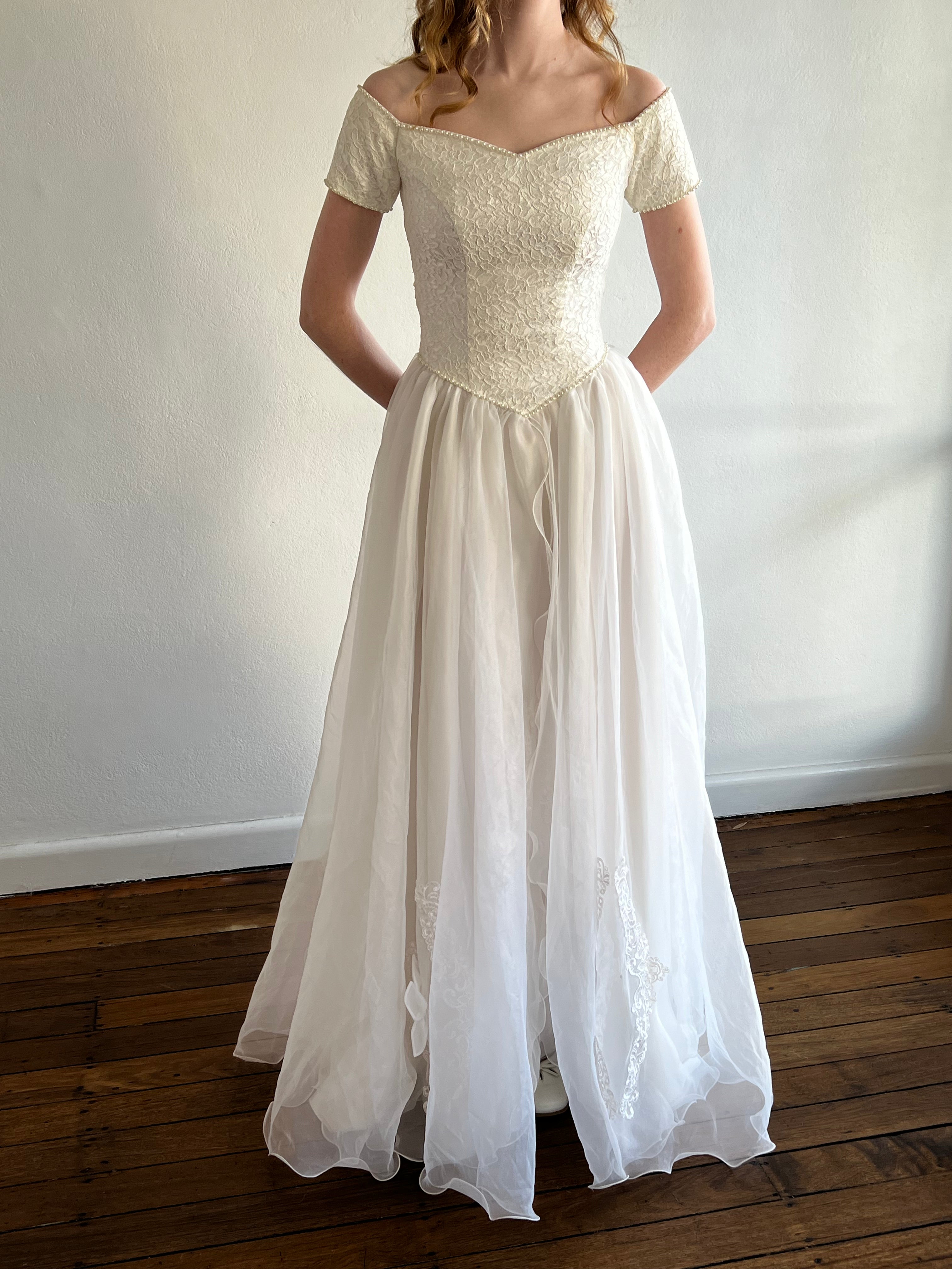 90s Lace Bodice Organza Skirt dress