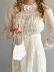 40s Cotton Peter Pan Collar Dress With Matching Purse