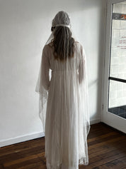 40s Cotton Bonnet and Silk Tulle Veil