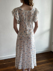 40s Floral Butterfly Sleeve Dress