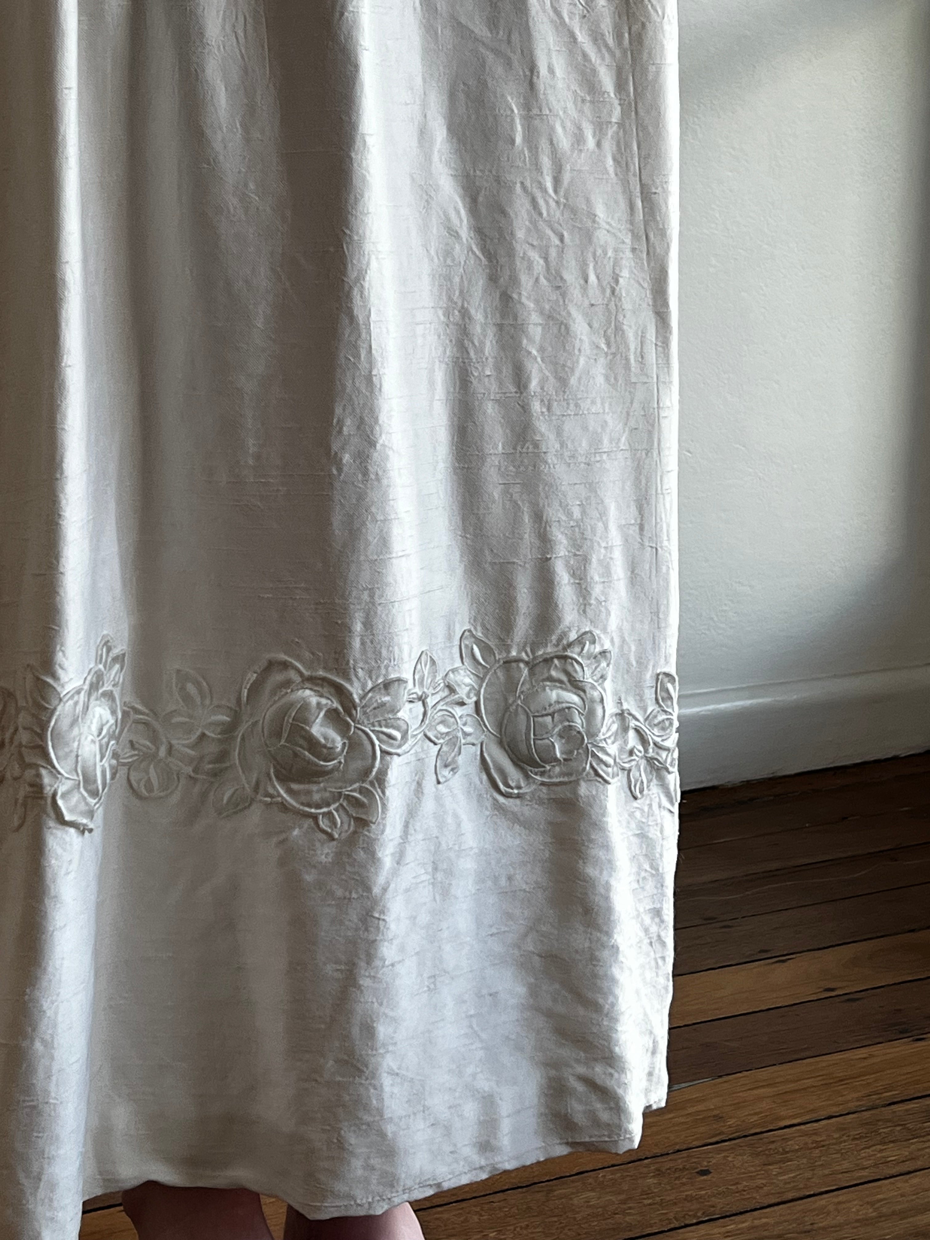 60s Raw Silk satin Appliqué Dress