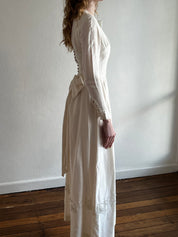 60s Raw Silk satin Appliqué Dress