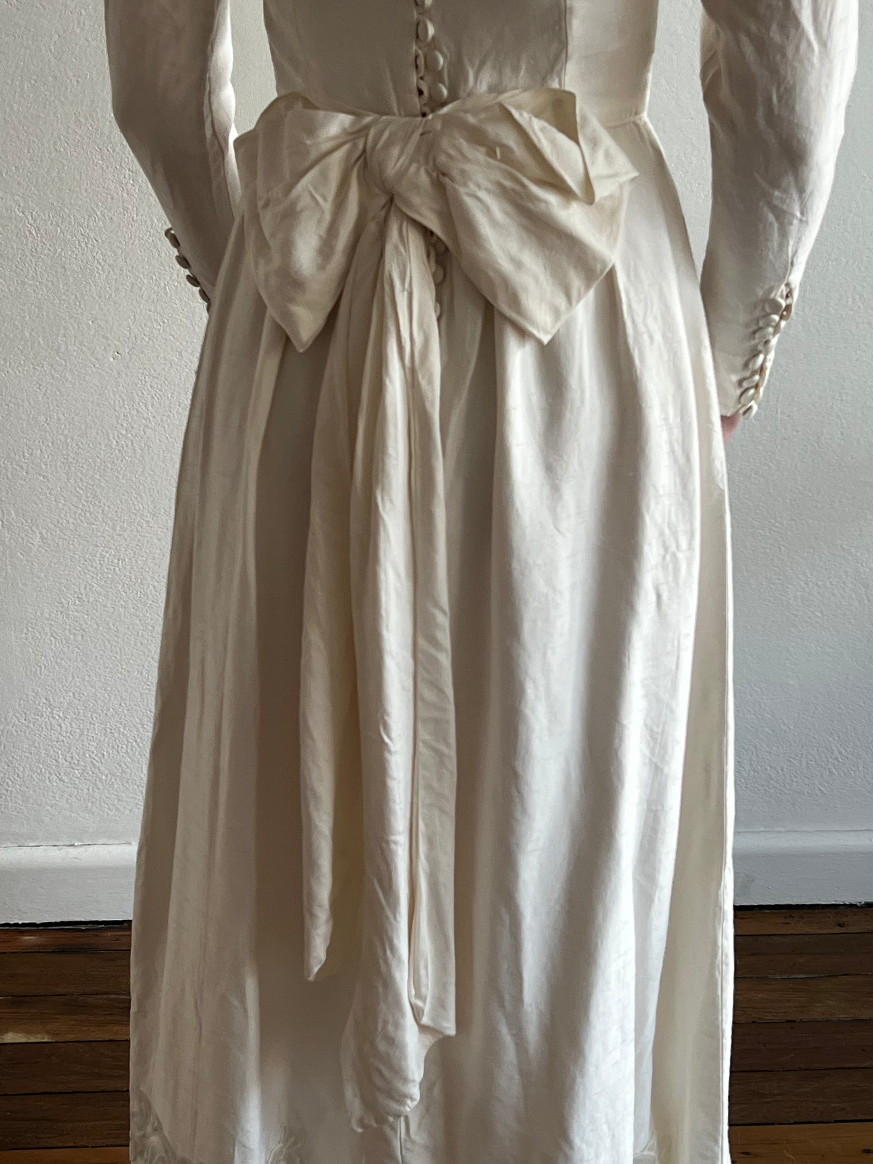 60s Raw Silk satin Appliqué Dress