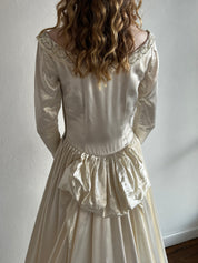 50s Liquid Satin Beaded Neckline Dress
