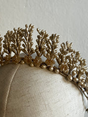 40s Wax Pearl and Rosette Fringe Tiara