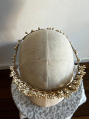 40s Wax Pearl and Rosette Fringe Tiara