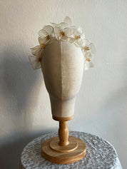 40s Wax Flower Organza Daffodil Flower Headband