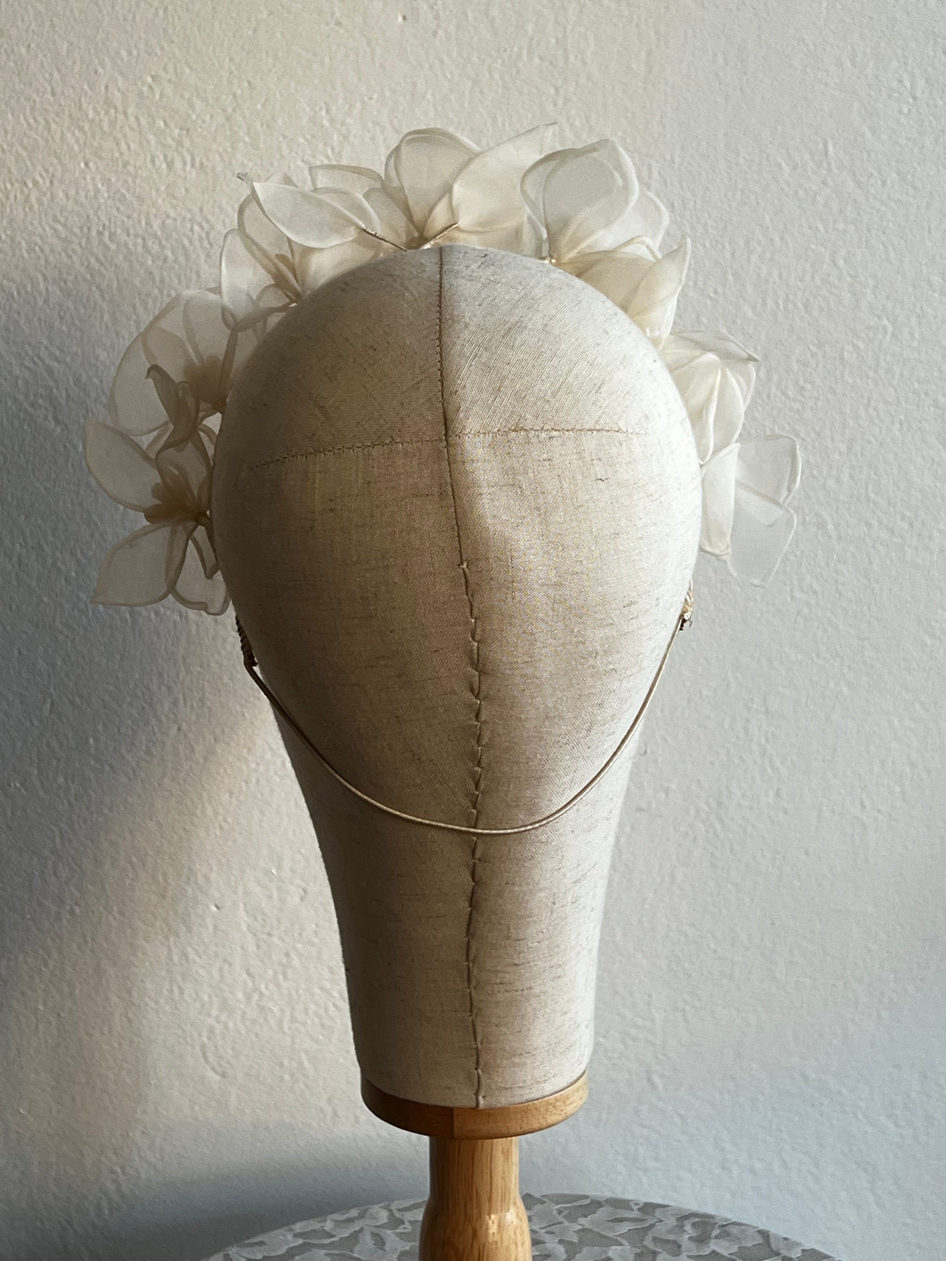 40s Wax Flower Organza Daffodil Flower Headband