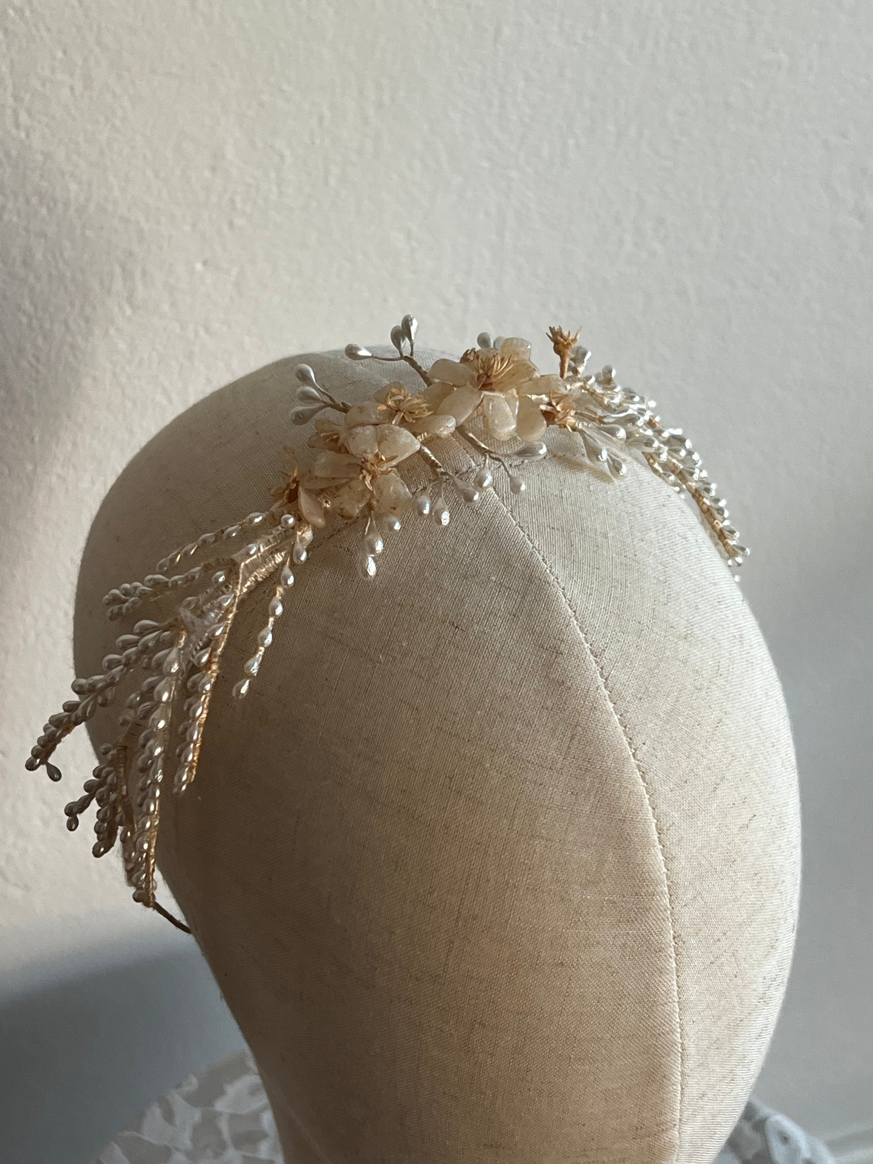 40s Wax Flower and Pearl Headband
