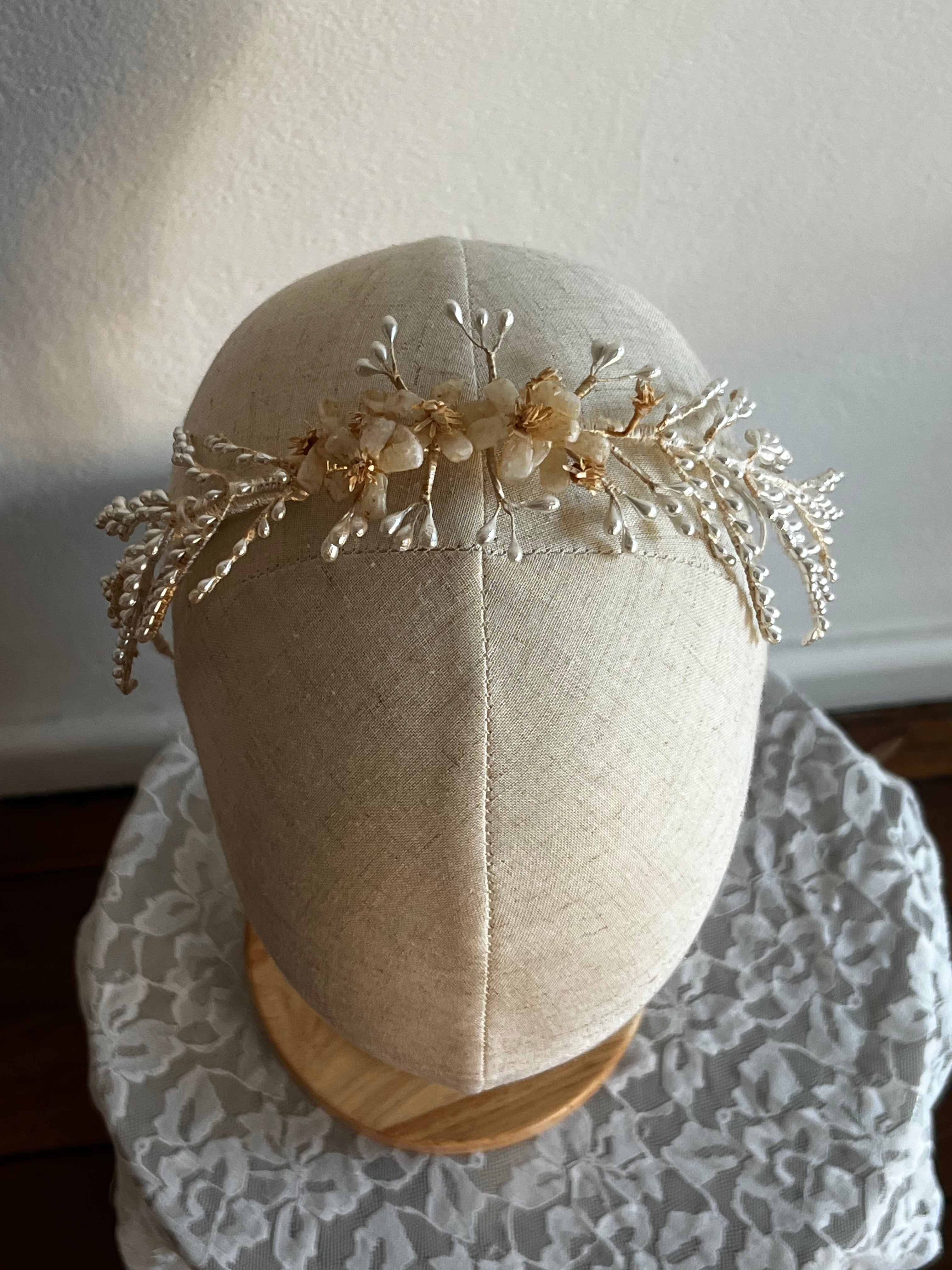 40s Wax Flower and Pearl Headband