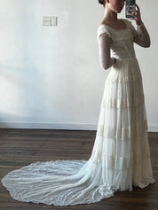 60s Silk Gossamer Tiered Scallop Dress