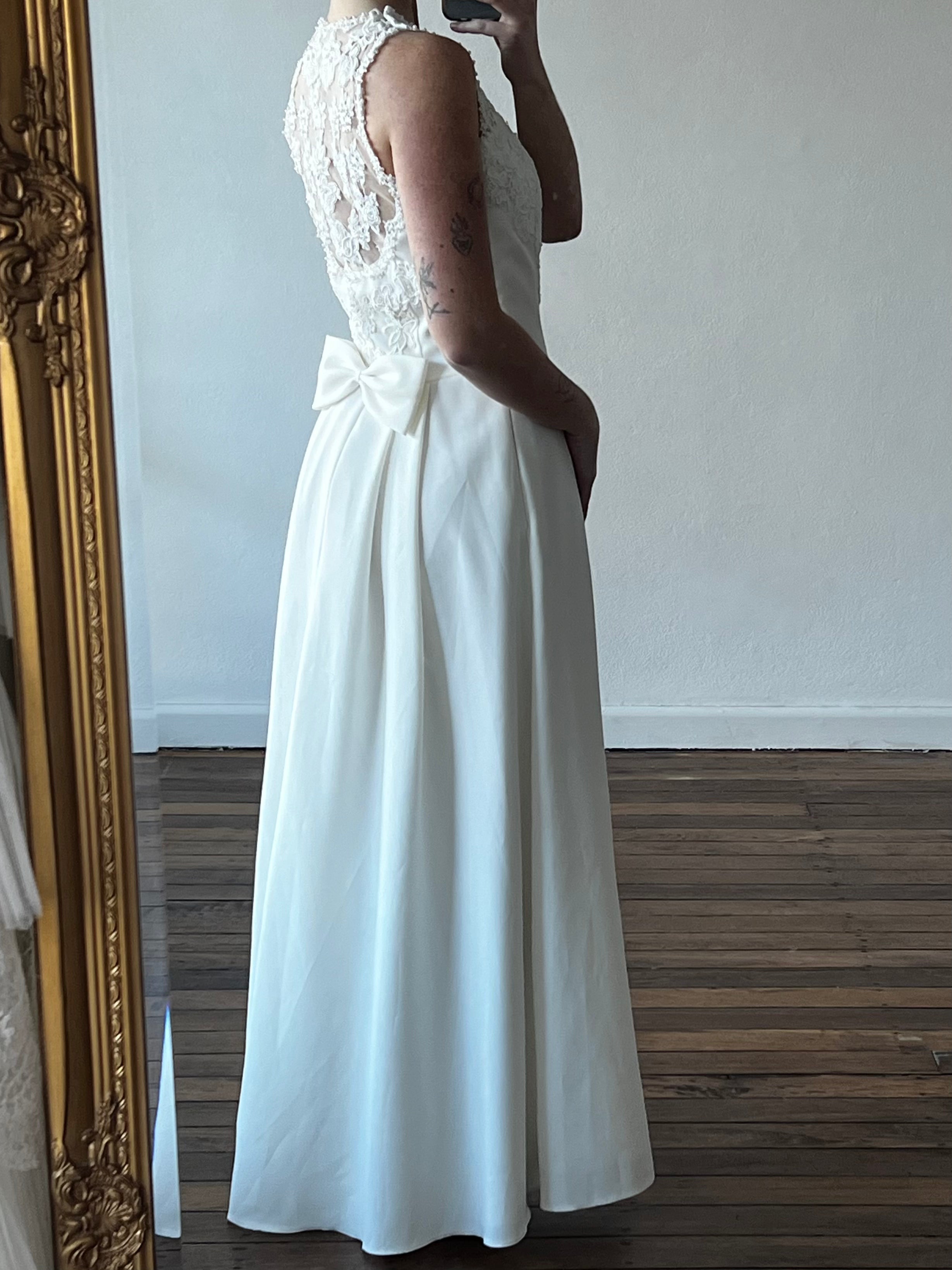 90s Bead Lace Sweetheart Halter Princess Dress