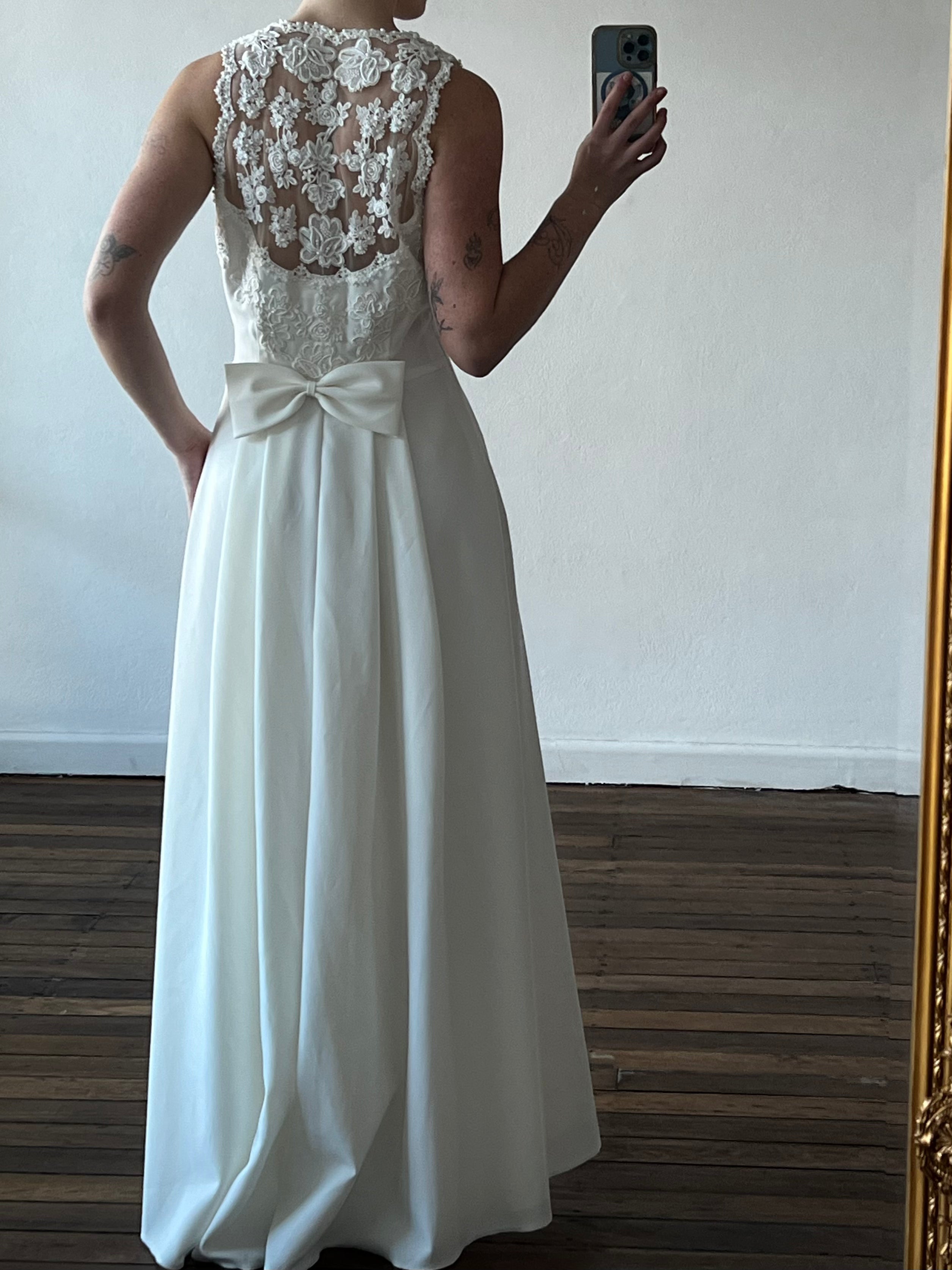 90s Bead Lace Sweetheart Halter Princess Dress