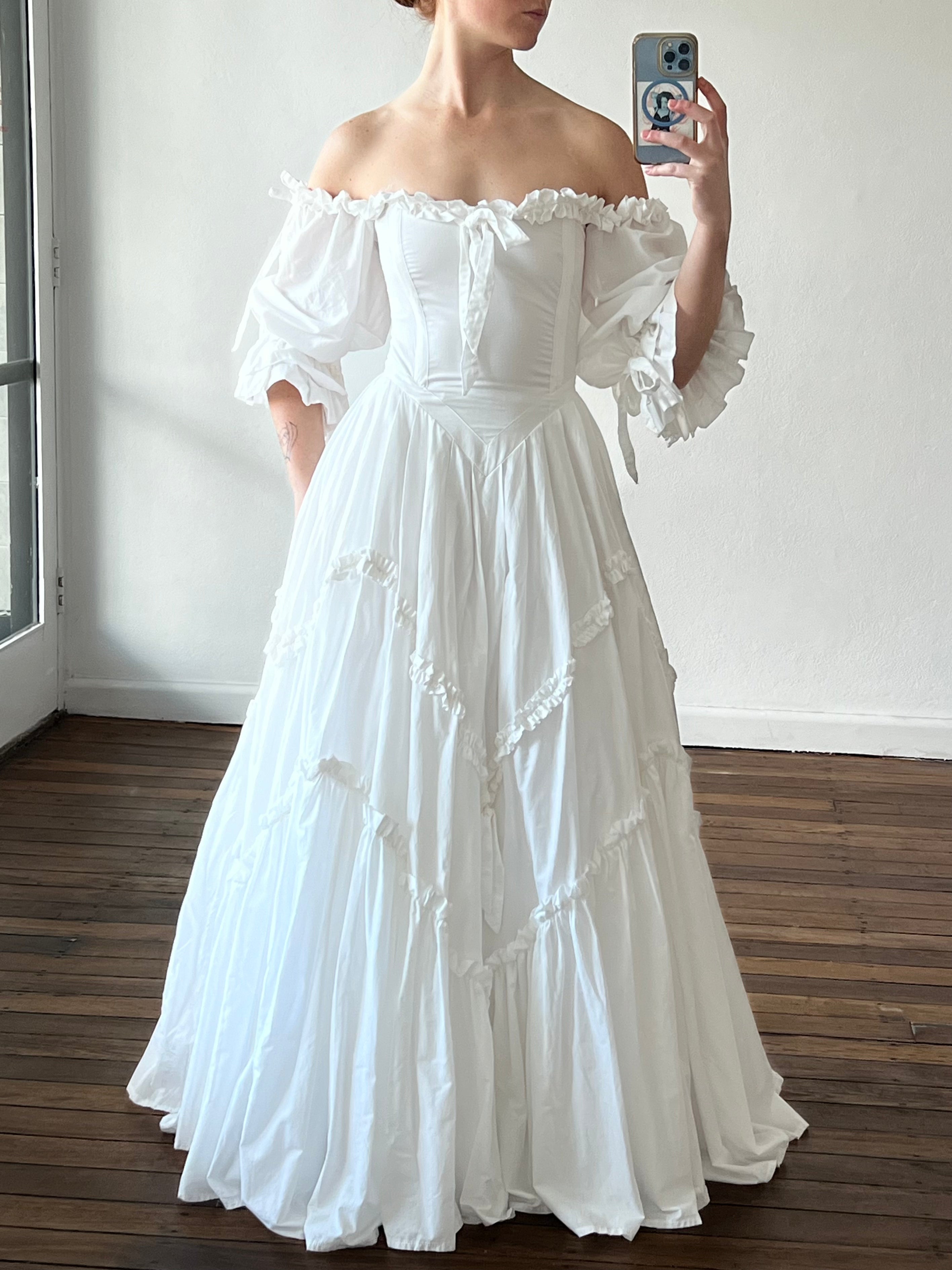 80s Vintage Laura Ashley Cotton Wedding Dress