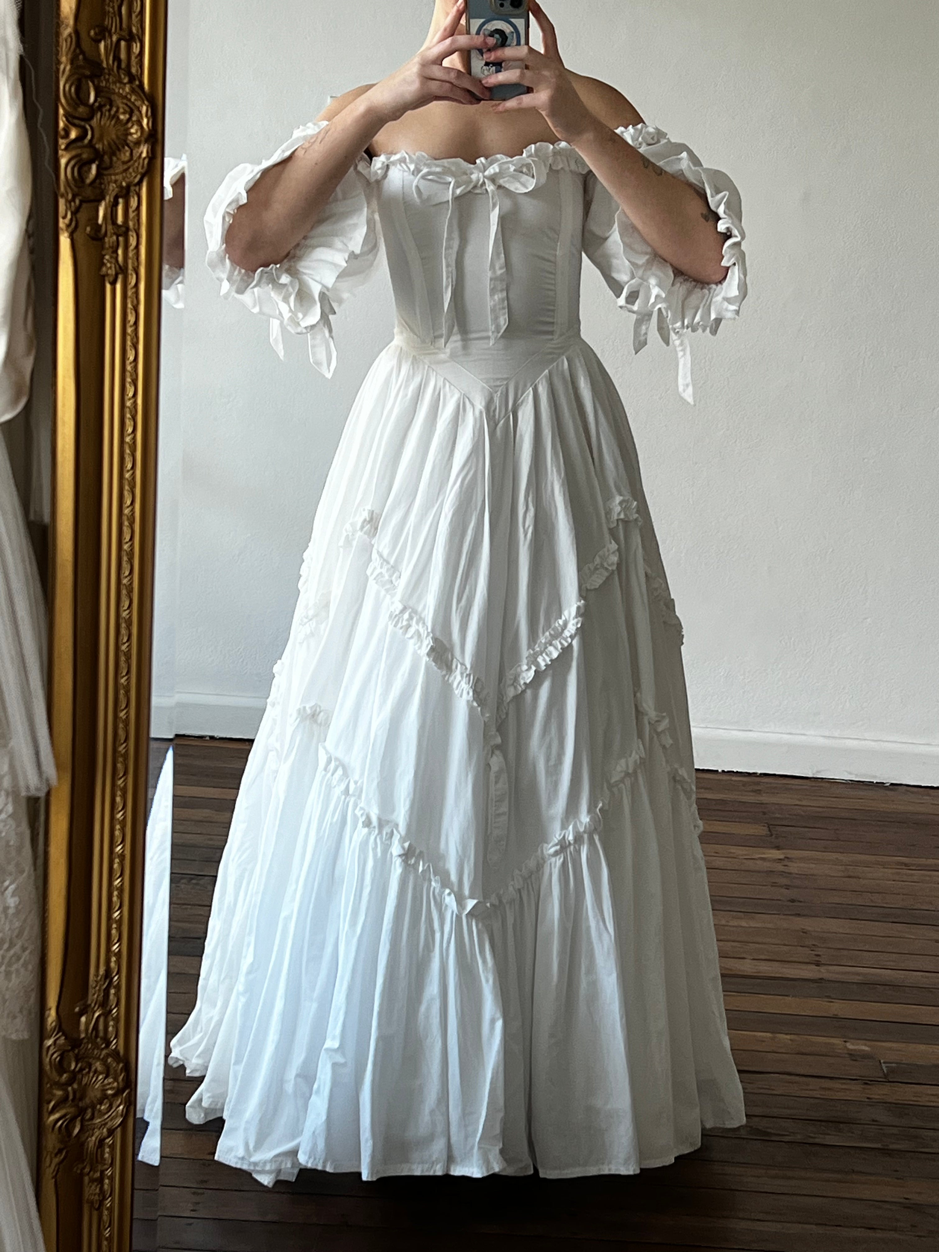 80s Vintage Laura Ashley Cotton Wedding Dress