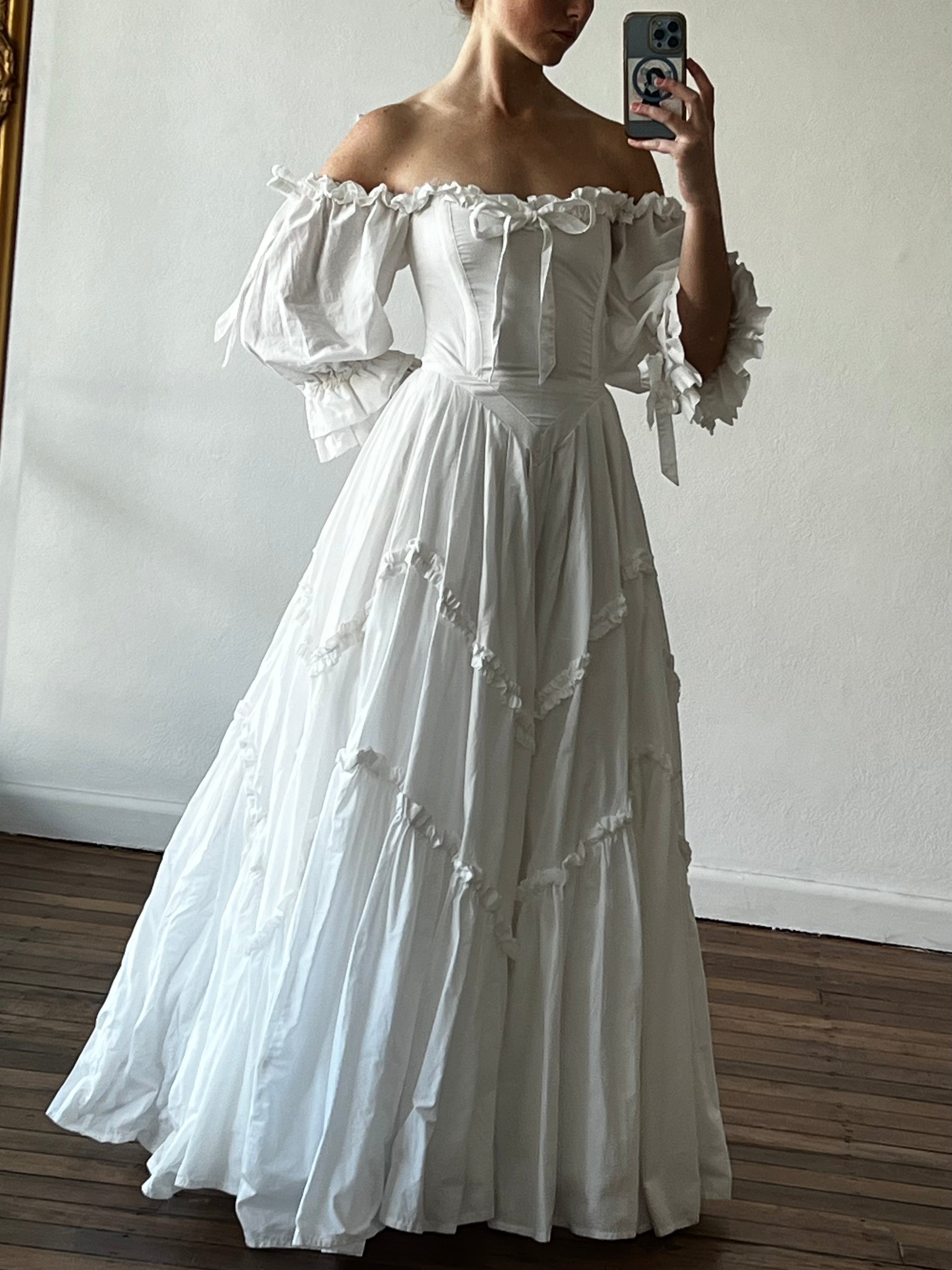 80s Vintage Laura Ashley Cotton Wedding Dress