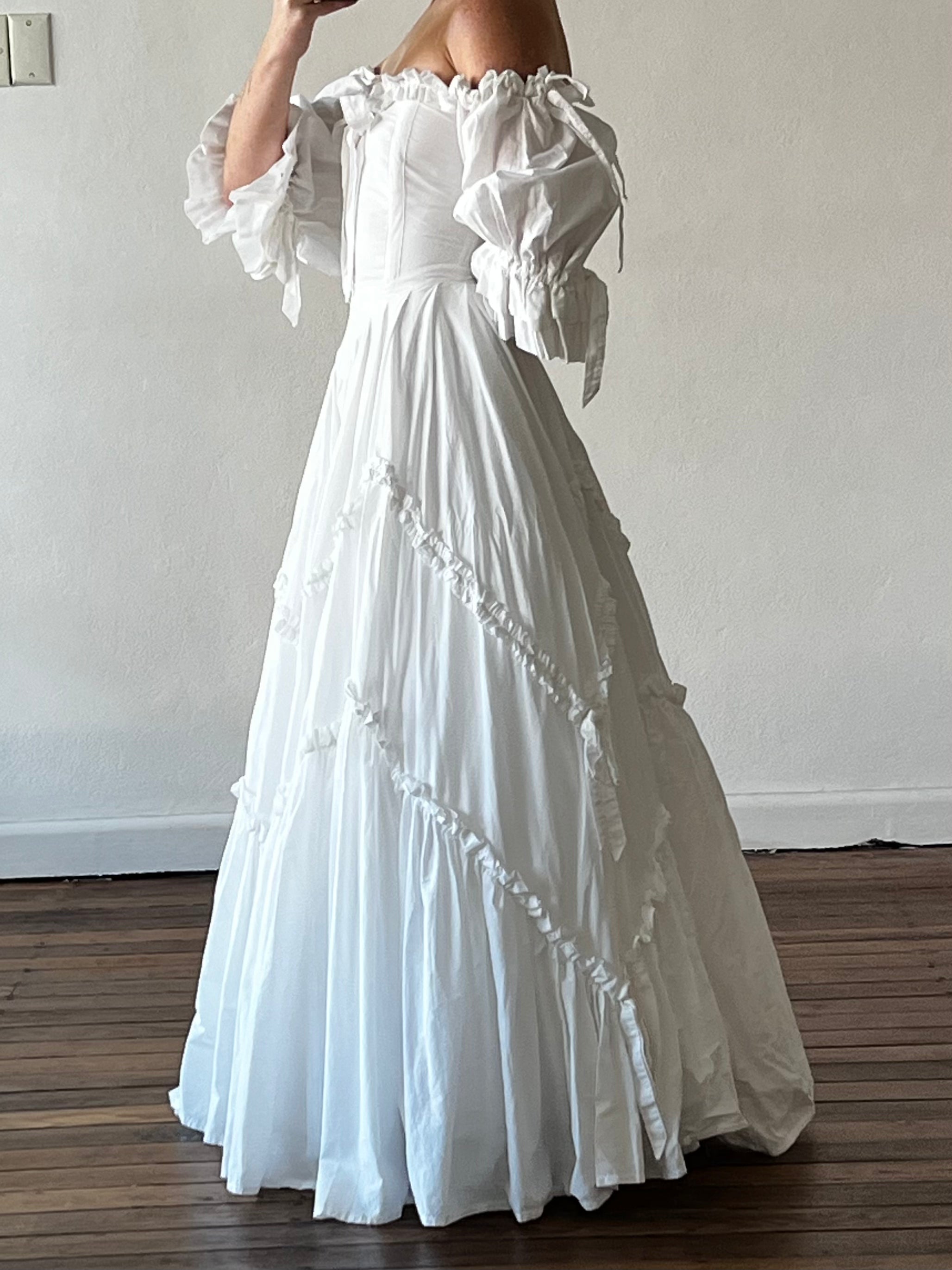 80s Vintage Laura Ashley Cotton Wedding Dress