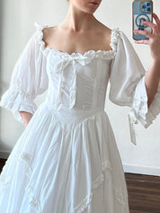 80s Vintage Laura Ashley Cotton Wedding Dress