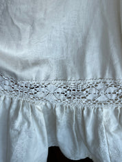 70s Jacquard Cotton Lace Trim Midi