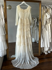 60s Silk Gossamer Tiered Scallop Dress