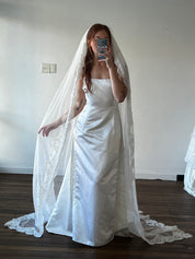 60s Lace Trim and Appliqué Chapel Veil