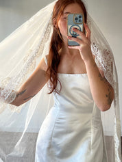 60s Lace Trim and Appliqué Chapel Veil