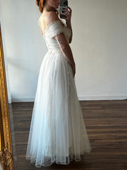 30s Guipure Lace Detail Silk Tulle Dress