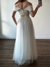 30s Guipure Lace Detail Silk Tulle Dress