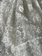 60s Lace and Chiffon Tiered Long Sleeve Dress