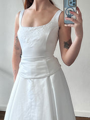 90s Embroidered Satin Corset Dress