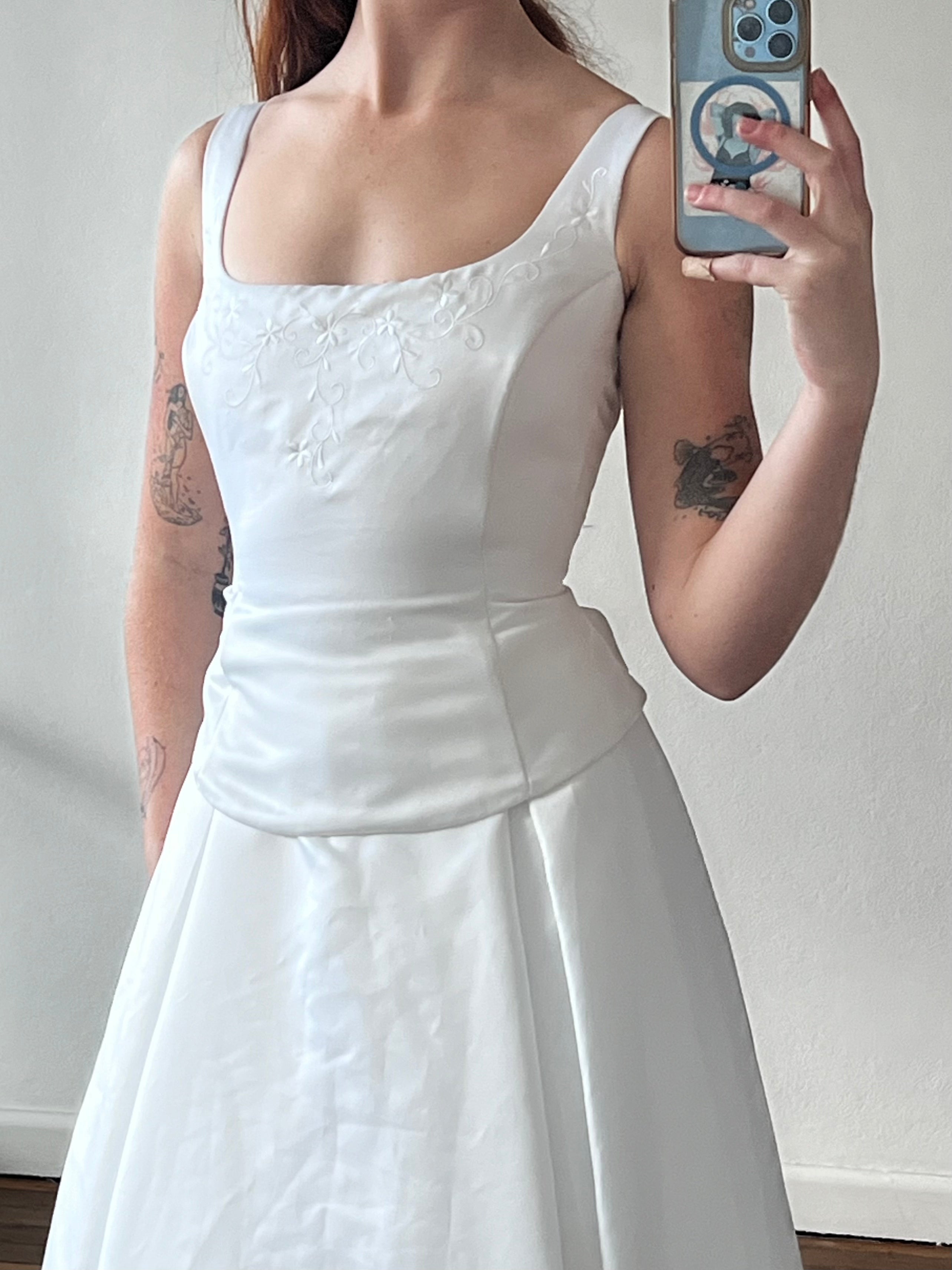 90s Embroidered Satin Corset Dress