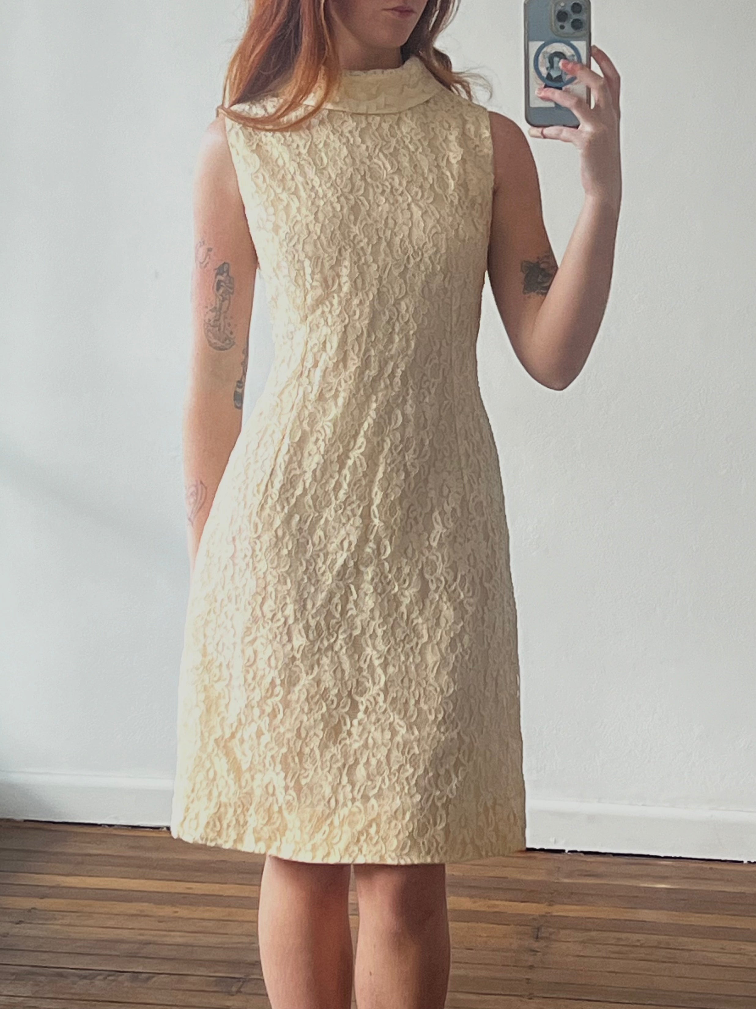 60s Alençon Lace Shift Mini