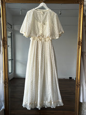 70s Broderie Anglaise Flutter Sleeve Dress