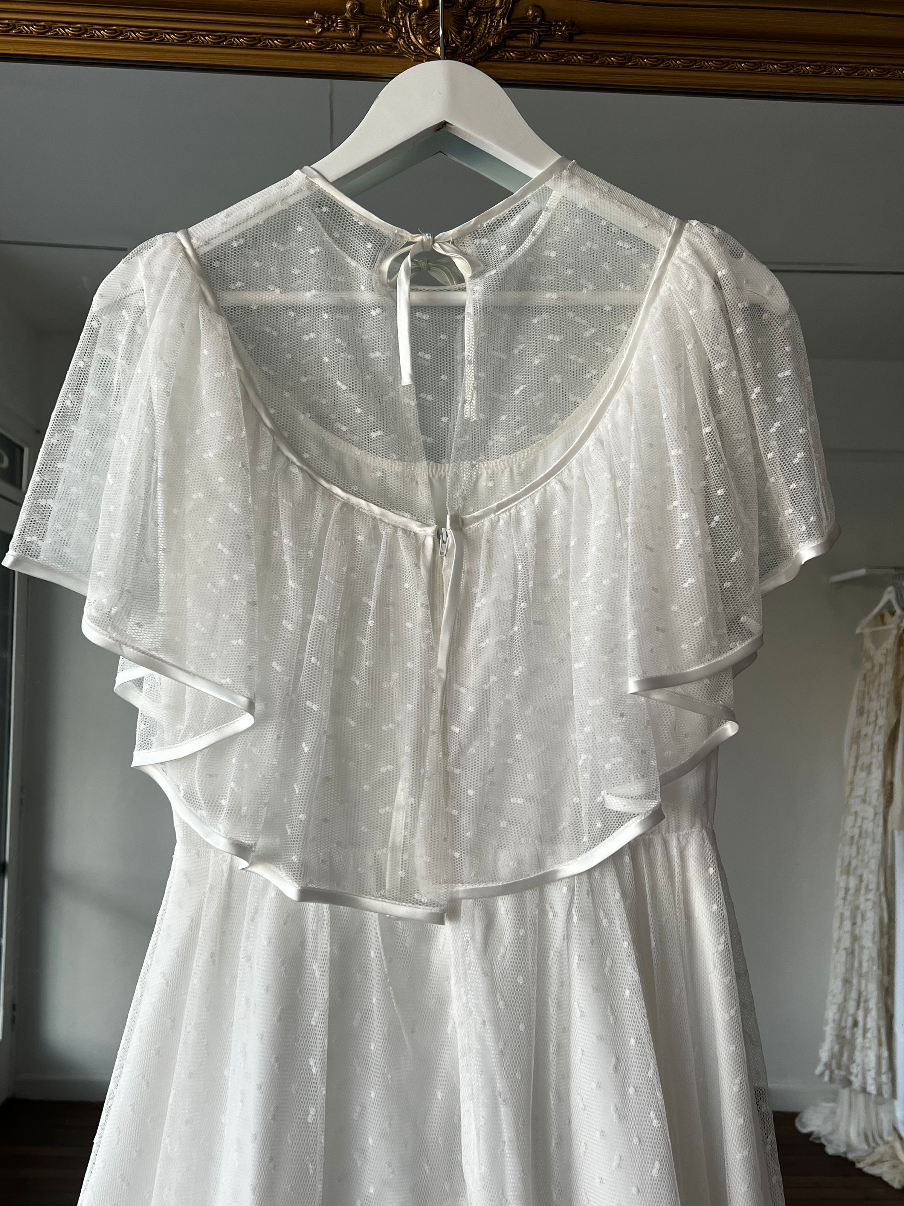 70s Polka Dot Satin Tier Dress