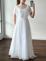 70s Polka Dot Satin Tier Dress