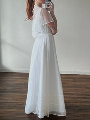 70s Polka Dot Satin Tier Dress
