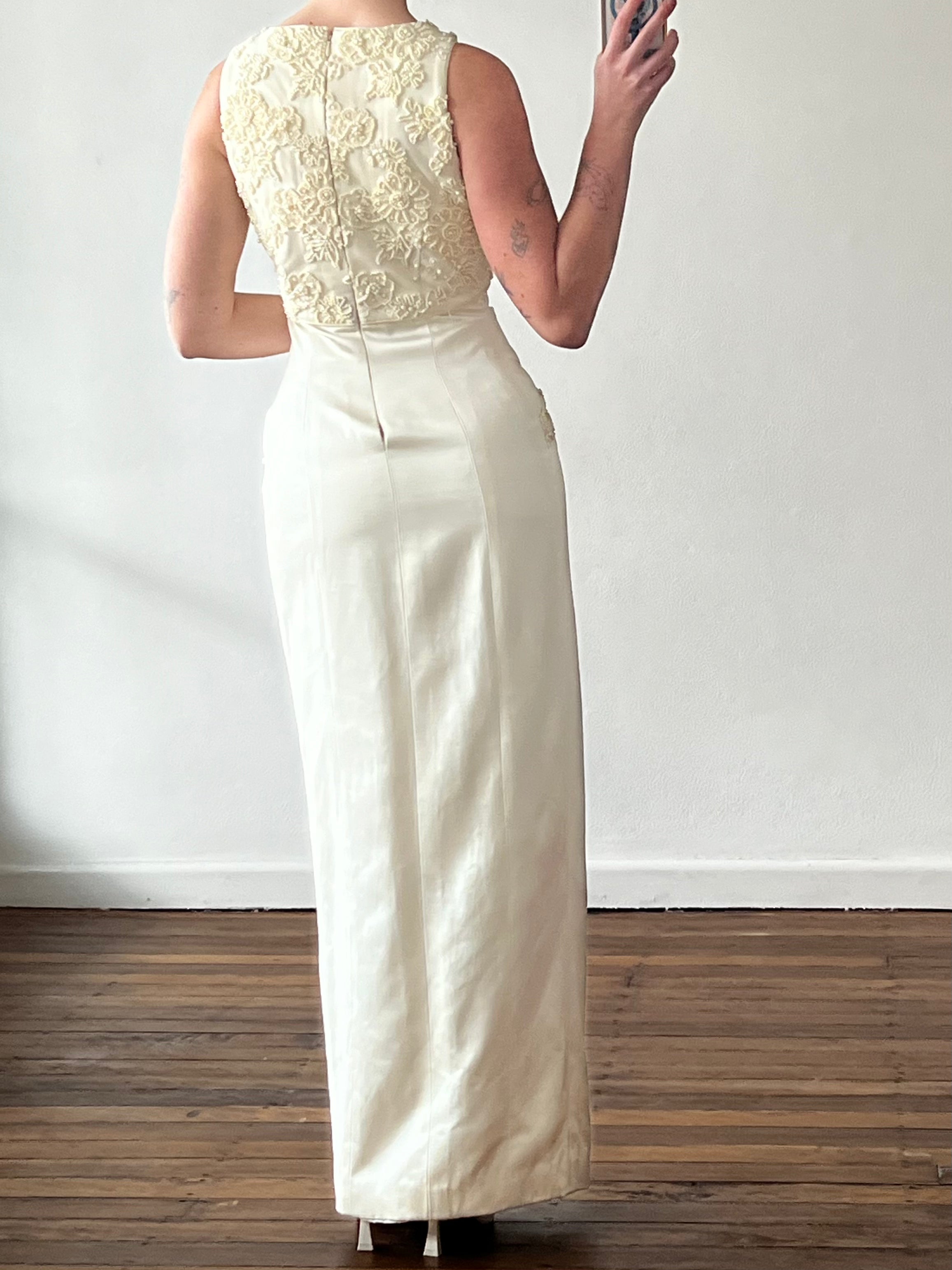 Dead-stock 90s Beaded Empire Column Dress