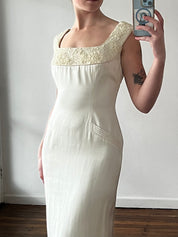 Dead-stock 90s Beaded Neckline Backless Column Dress