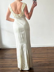 Dead-stock 90s Beaded Neckline Backless Column Dress