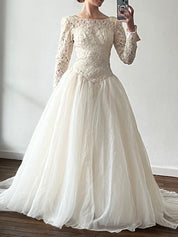 2000s Embroidered Floral Bodice Organza Skirt Ballgown