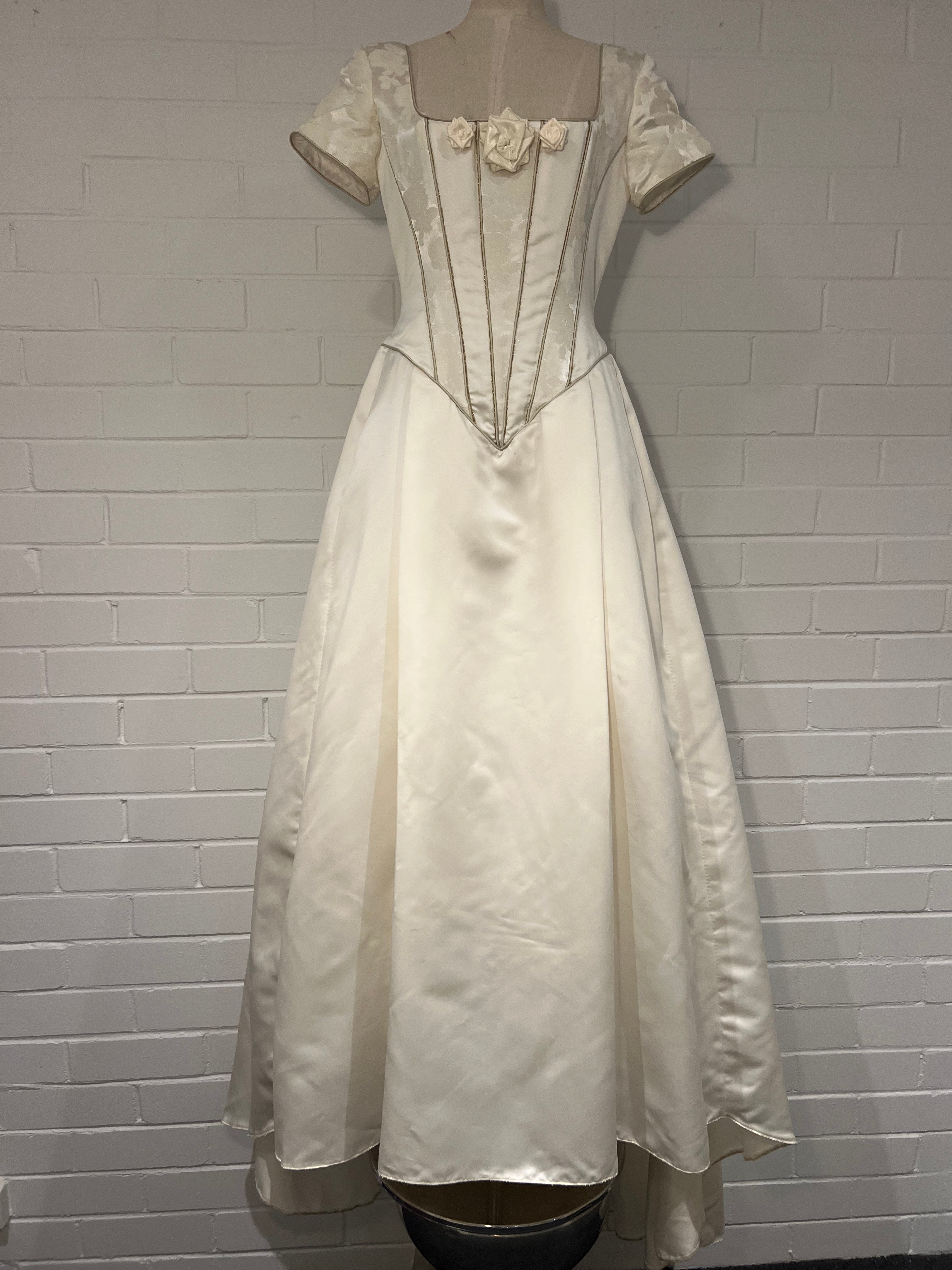 80s Satin Corset Rosette Detail Dress – Fruitful Bridal