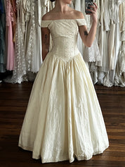 90s Raw Silk Embroidered Corset Dress