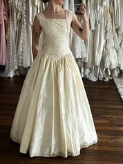90s Raw Silk Embroidered Corset Dress