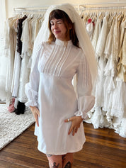 70s Lace Trim Bishop Sleeve Mini