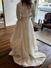 50s Flocked Silk Organza Empire Dress