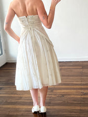 50s Embroidered Silver Blossom Mini